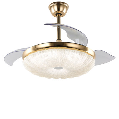Orren Ellis 42" DIY Shade Retractable Ceiling Fan with LED Lights and Remote