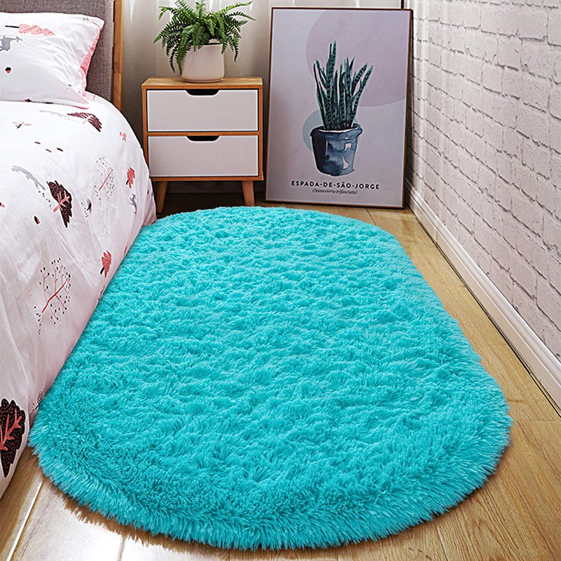 Tapis ovale bleu sarcelle 2 pi 6 po x 5 pi 3 po Poling