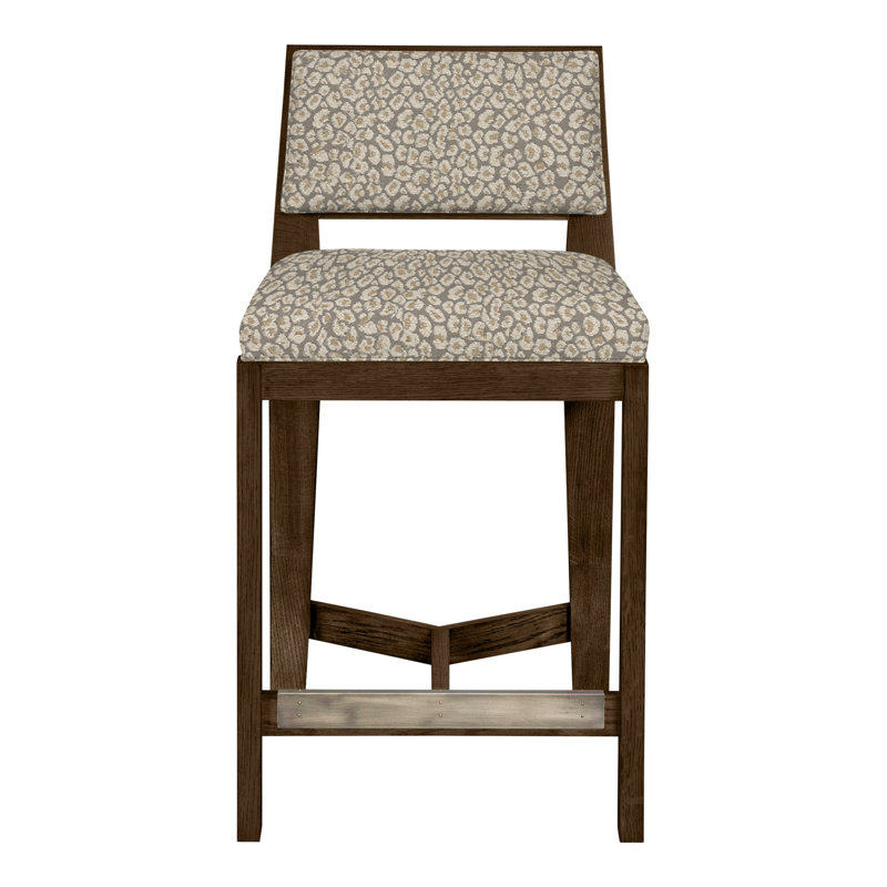 Scoville By Thom Filicia Upholstered Counter Stool with Solid Wood Frame, La Havane, Étain Ian