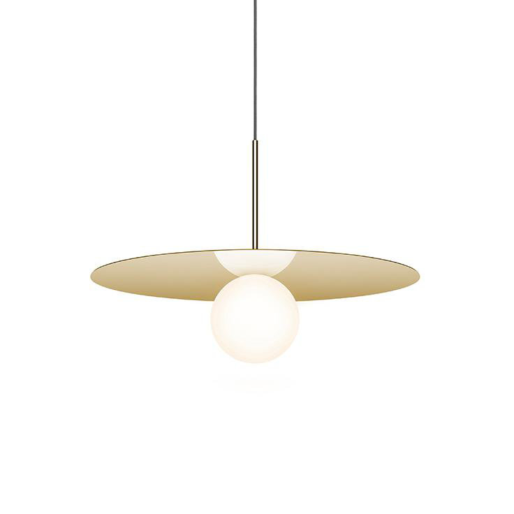 Luminaire suspendu à disque Bola, Laiton, H 13 po x l 12 po x P 12 po