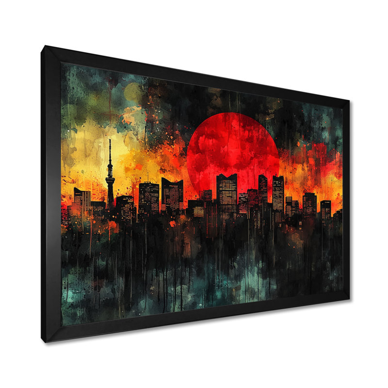 Orange orange, noir, tokyo I, Japon, art mural grand, Reproduction encadrée d'une seule photo, Noir, H 12 po x l 20 po