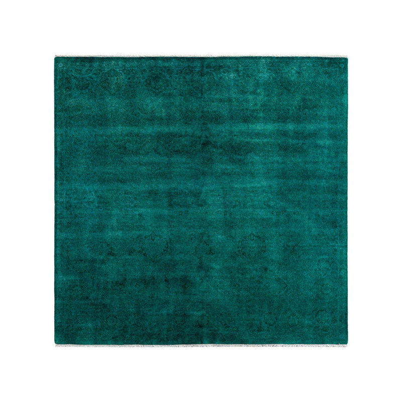 Tapis bleu / vert Overyed One-of-a-Kind 6 pi x 6 pi 2 po