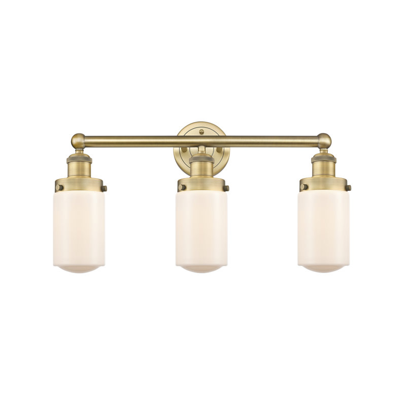 Éclairage pour salle de bain 3 lumières à intensité variable, Laiton brossé, Blanc mat