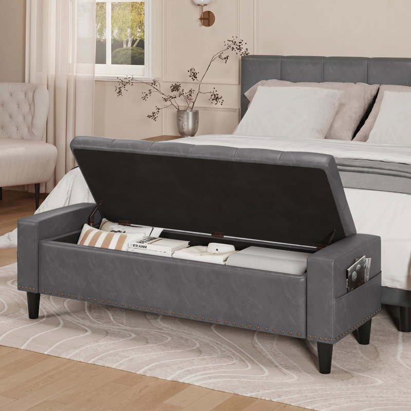 Banc avec repose-pieds 60 po, Gris