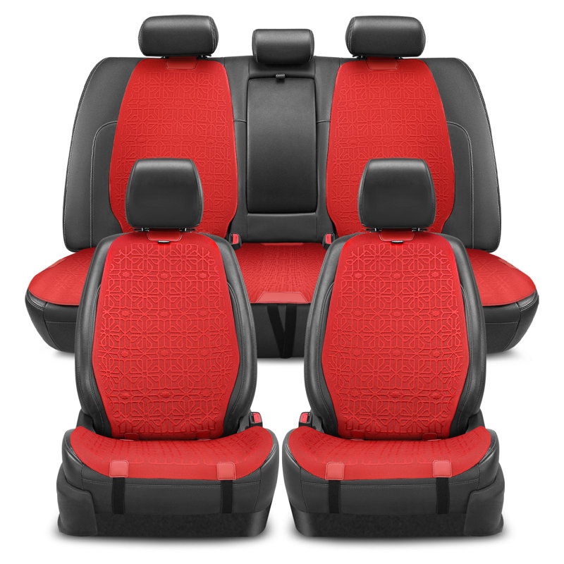 Protex Series Seat Covers Full Set Cushions, Sideless Car Seat Protector, Universal For Cars Trucks SUV, Red