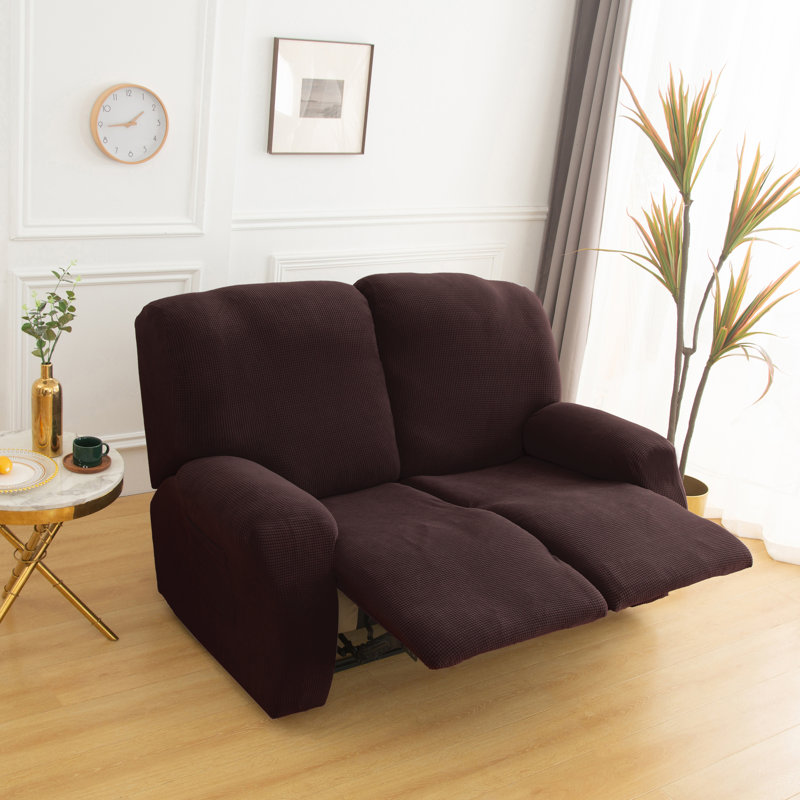 Housse pour fauteuil inclinable à coussins carrés/rectangulaires, Mélange de polyester brun
