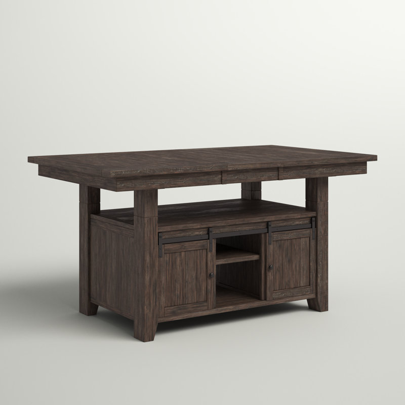 Table de salle à manger à piédestal extensible Hebden, Brun bois de grange