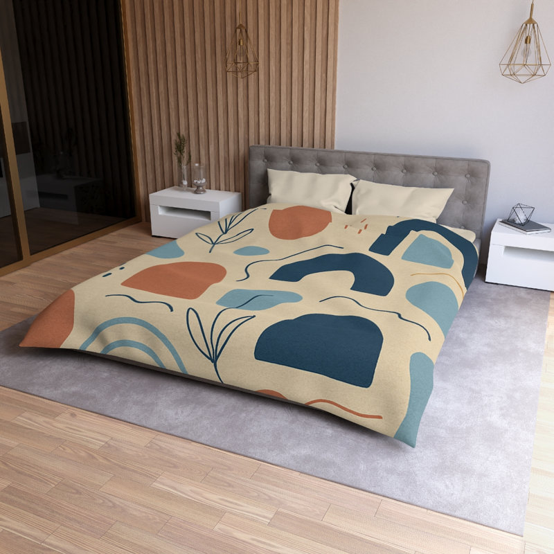 Duvet Covers No 1 Single Piece, Cream/Blue, Queen Duvet Cover
