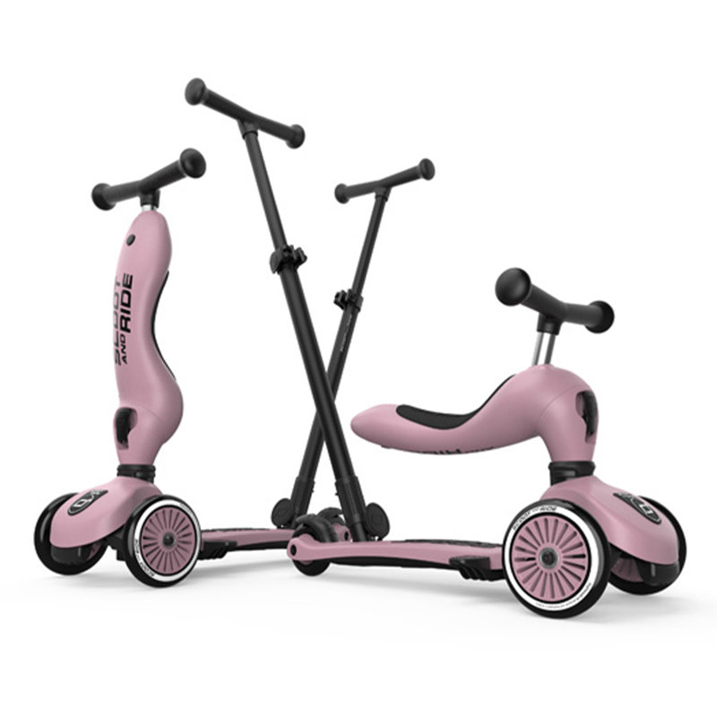 Scoot & Ride 2-in-1 Kids Scooter with Push Bar, Highwaykick 1 Push & Go, Wildberry