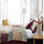 Ensemble de courtepointe en coton bourgogne luxueux à motif patchwork de style bohème-1523530249