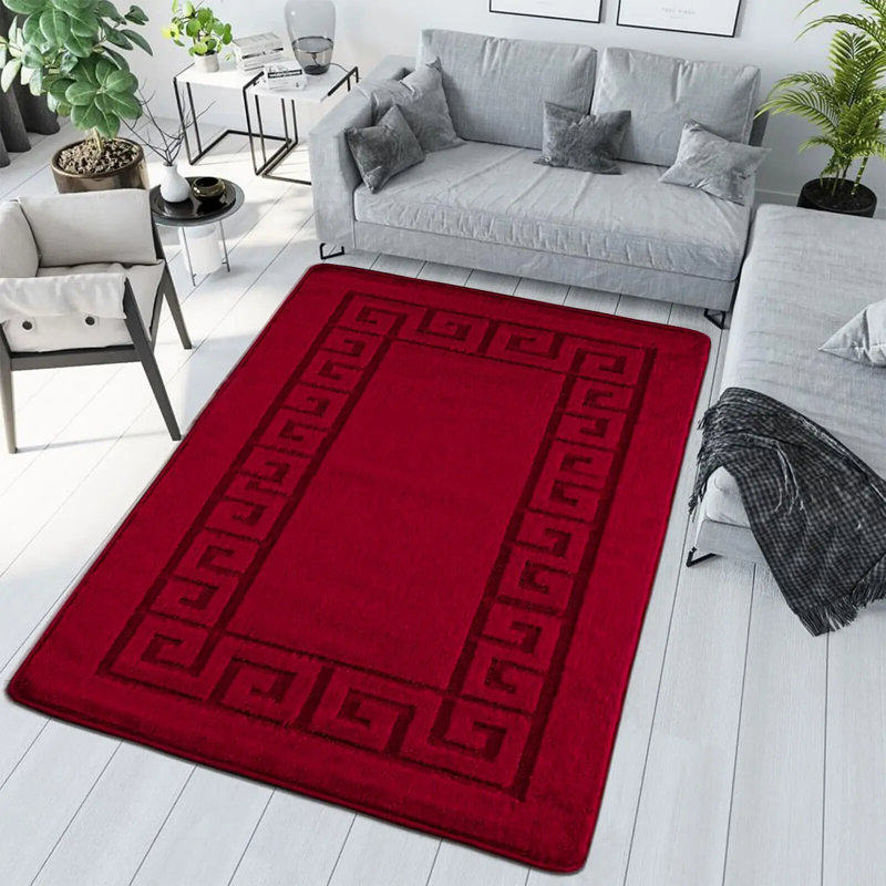 Geometric Area Rug, Runner 80 x 300 cm, Red
