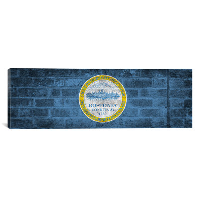 " Boston, Massachusetts Flag, Grunge Bricks "