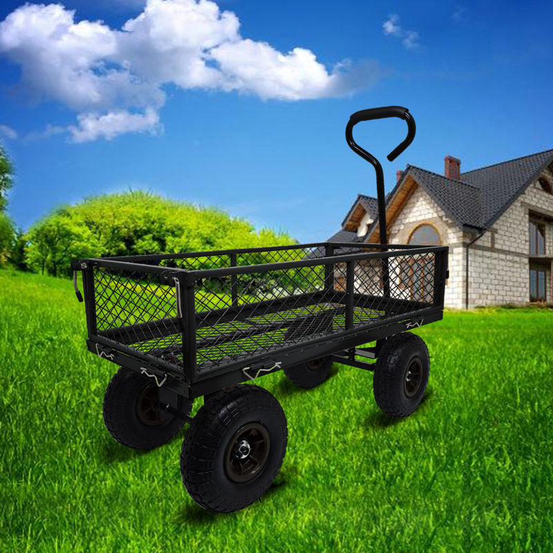 3 pieds cubes 300 lb Chariot de jardin d'extérieur robuste en acier à mailles d'acier