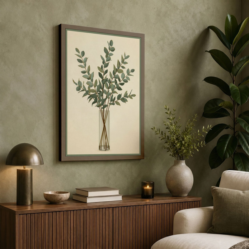 Study in Glass Botanical - Wrapped Canvas, 24x16 - 61.0 x 40.6 cm, Teal Border