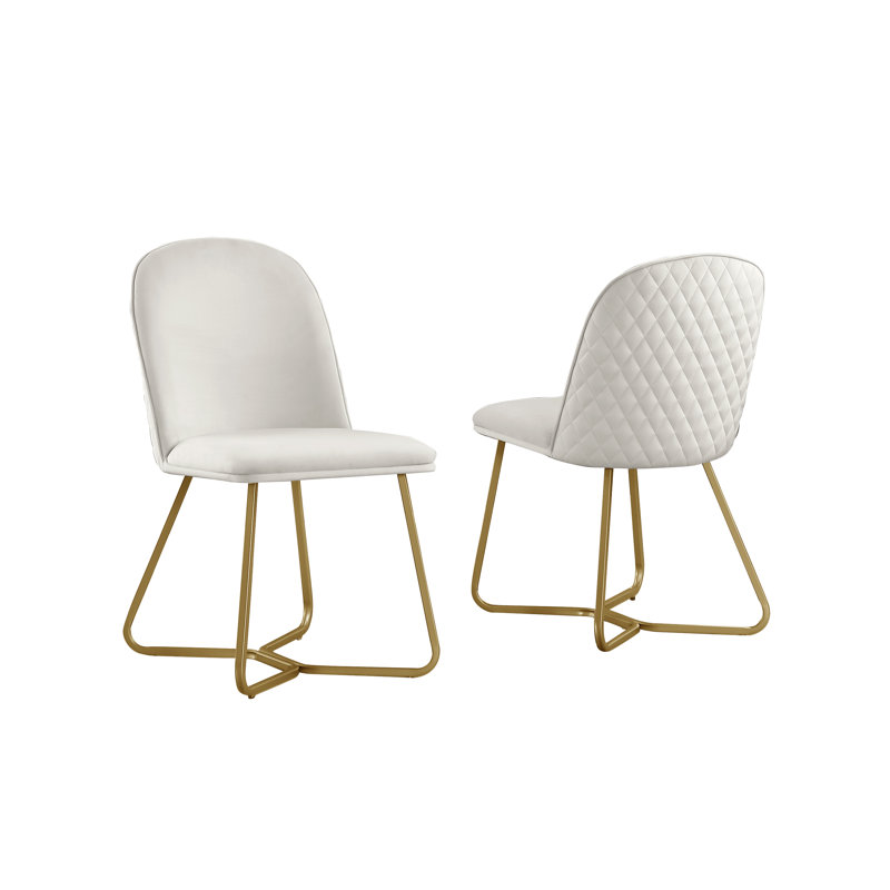 Chaise d'appoint en velours Jaquai, Crème