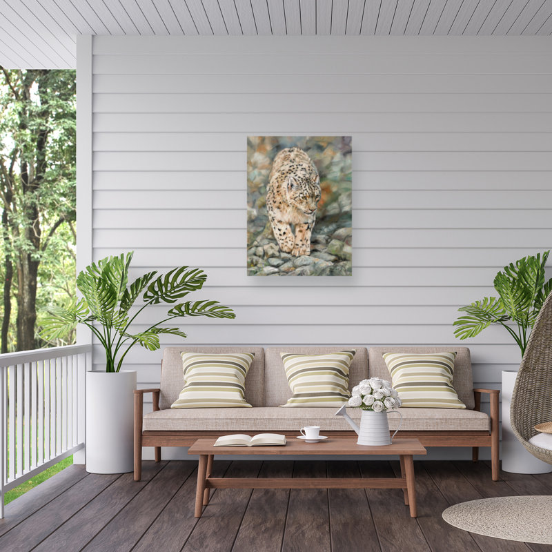Toile d'extérieur David Stribble Snow Leopard, H 24 po x l 32 po