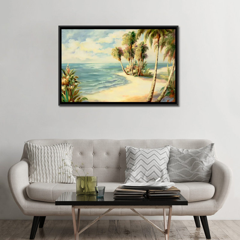 «Tropical VIII», reproduction sur toile, H 18 po x l 26 po x P 1,5 po, Toile avec cadre noir, Pas de tapis