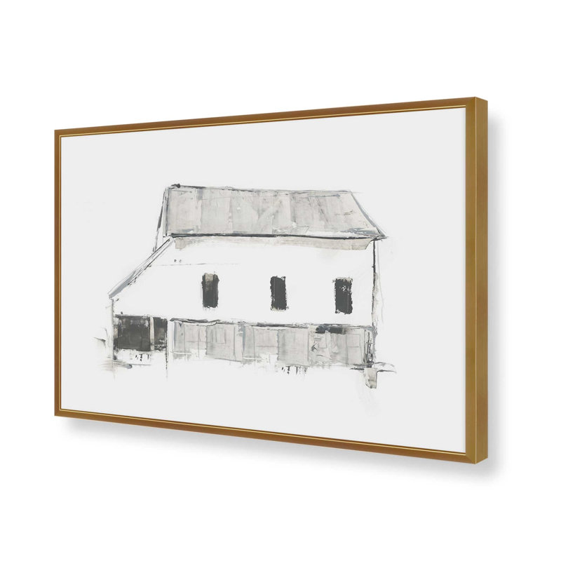 «Grayscale Barn Study II» par Ethan Harper, reproduction d'art, H 12 po x l 16 po, Doré
