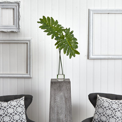 29'' Faux Philodendron Plant in Glass Decorative Vase