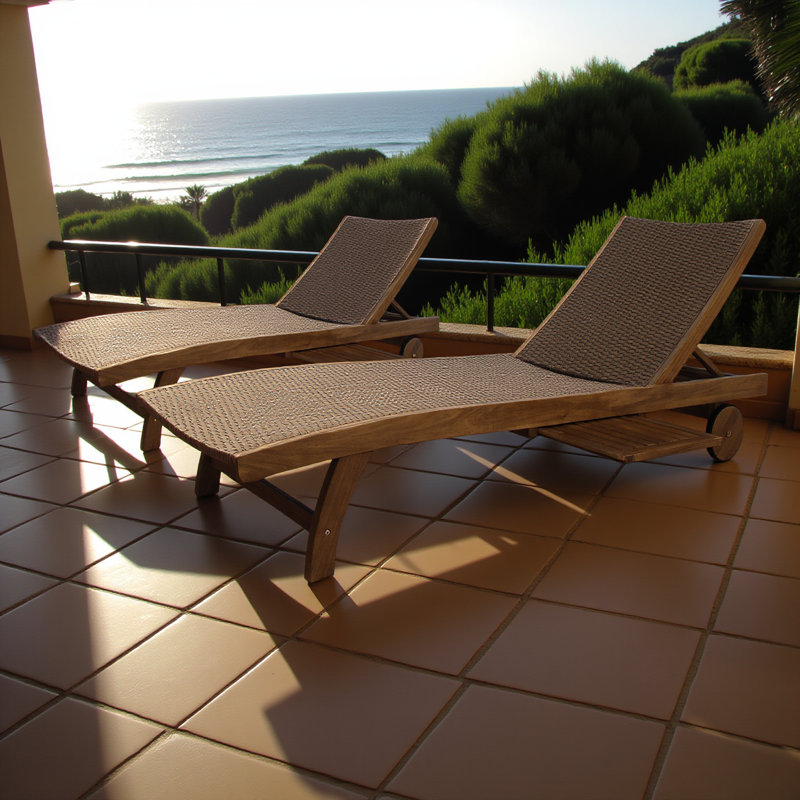 Chaise longue avec plateau coulissant [ensemble de 2 pièces]