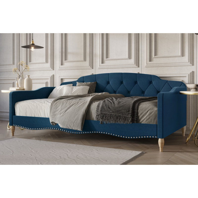 Lit de jour en lin Clotee, Lin bleu