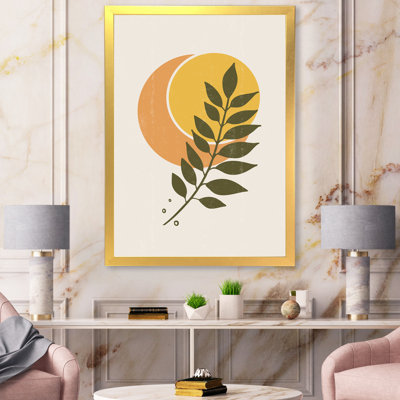Abstrait géométrique soleil et lune avec feuille V - Impression sur toile