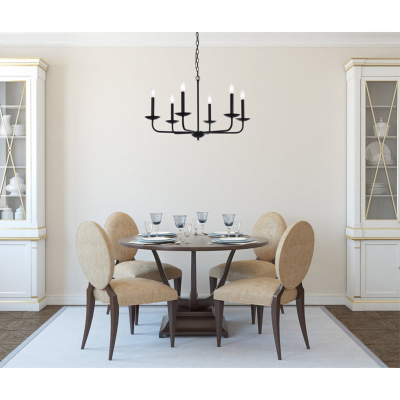 Baltray 6-Light Dimmable Steel Chandelier, Black, 18.5" H x 30" W x 30" D