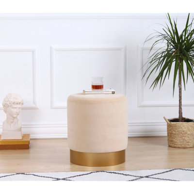Élégant pouf en velours de couleur crème, 17,7 po x 15,7 po | Revêtement 100% velours, éponge orthopédique 35 pieds, pieds en bois, capacité de poids: 352 lb | Parfait pour les décorations bohémiennes et glamour, confortable et chic
