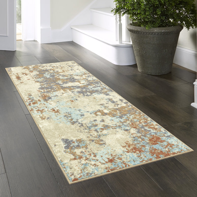 Tapis touffeté ivoire / brun, Tapis de couloir beige
