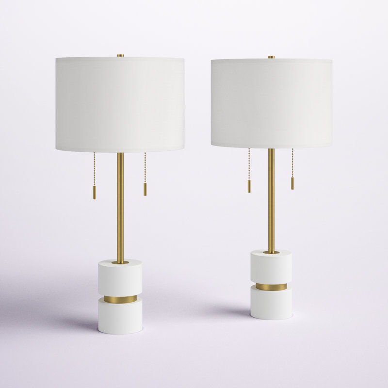 31.5'' Tall White Metal/Resin Table Lamp Set