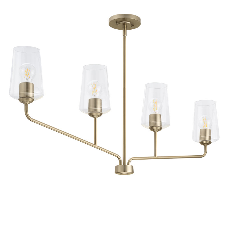 Celino Four-Light Linear Chandelier with Clear Glass, Bronze