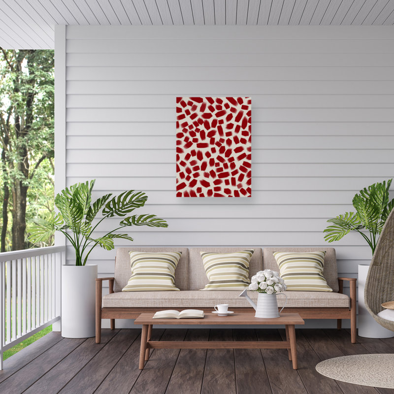 Treechild - coups de pinceau rouges sur toile par Treechild, H 47 po x l 35 po