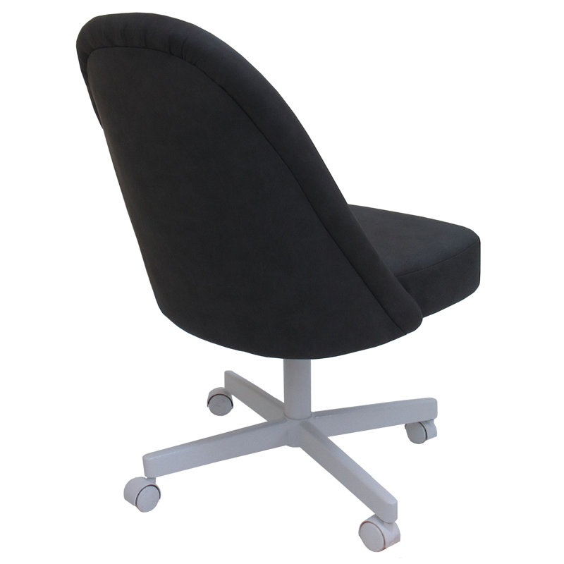Chaises de roulette pivotantes en métal Degeorge M-235 - verre craquelé - vinyle gris - blanc