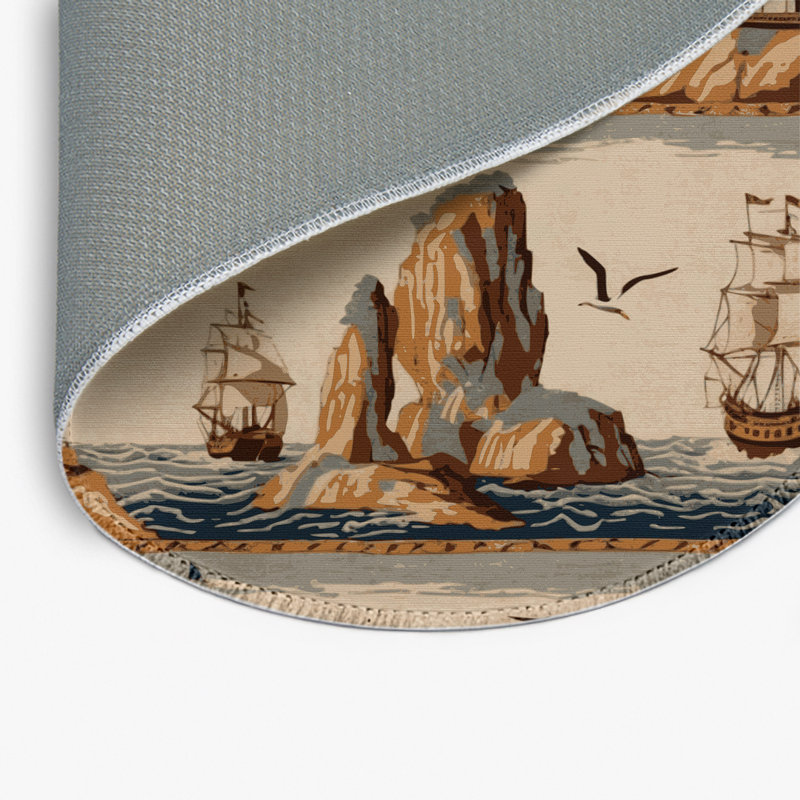 Tapis d'intérieur et d'extérieur brun français, Rond 5 pi