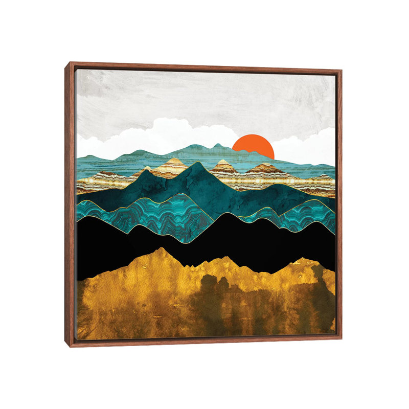Turquoise Vista - imprimé, Cadre flottant brun, H 26 po x l 26 po x P 1,5 po