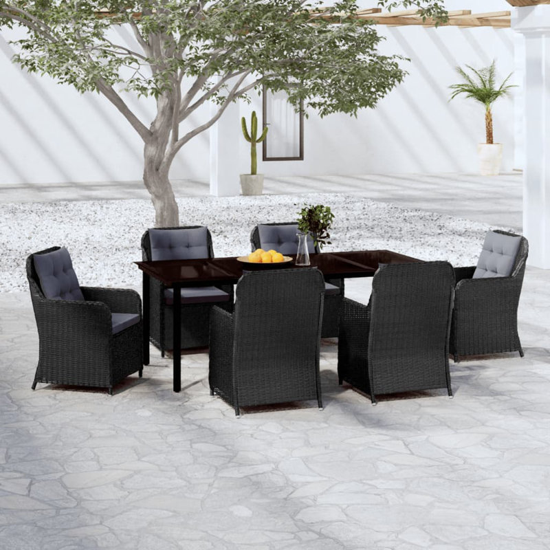 Winston Rectangular 6 - Person 55.12" Long Dining Set, Gray, Black, 55.1" L x 27.6" W x  29.1" H