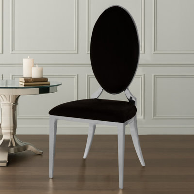 Florissant 44 cm H Upholstered Velvet King Louis Back Dining Chair in Black