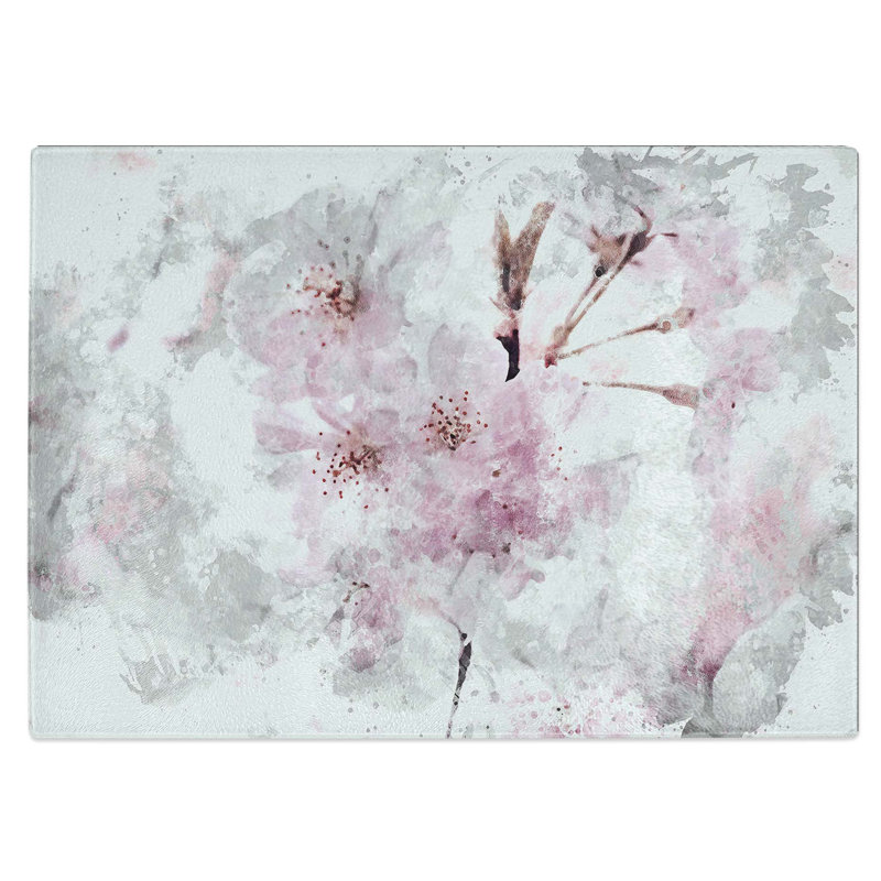 Tempered Glass a Pretty Cherry Blossom Tree Chopping Board, 39 cm W x 28.5 cm L