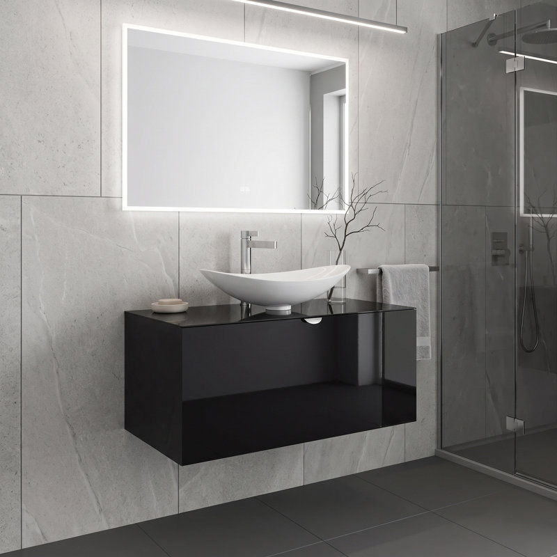 Mia 39.5 in. Handmade Single Vanity, Black, Black Lacquered