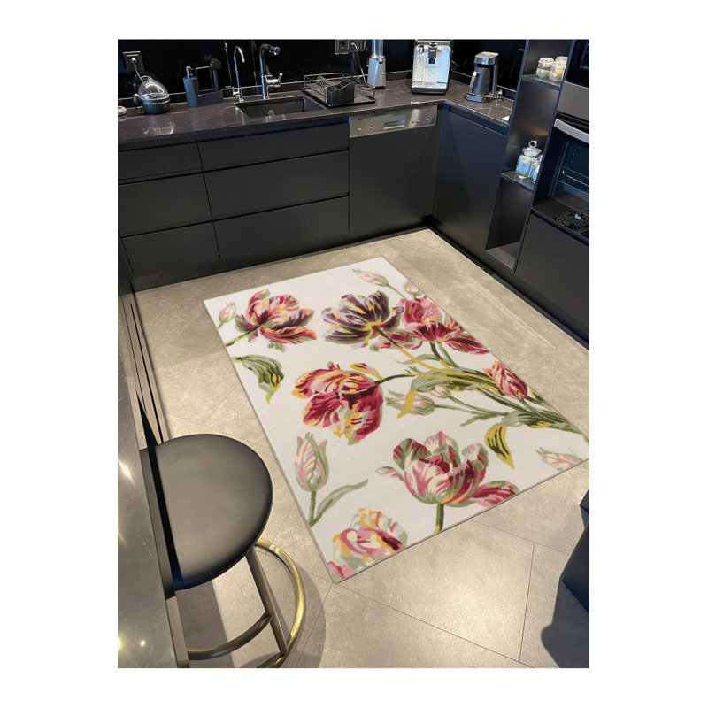 Tapis tissé à motif de branches et de feuilles, Rectangle 2 pi 4 po x 4 pi