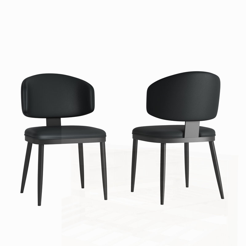 Ensemble de 2 chaises de salle à manger modernes en similicuir et en métal, de conception ergonomique pour des sièges de cuisine ou de salle à manger confortables et élégants.