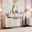 Meuble-lavabo ajustable avec miroir à DEL UnaLuz - Table de maquillage moderne avec tiroirs de rangement et armoire latérale pour la chambre à coucher