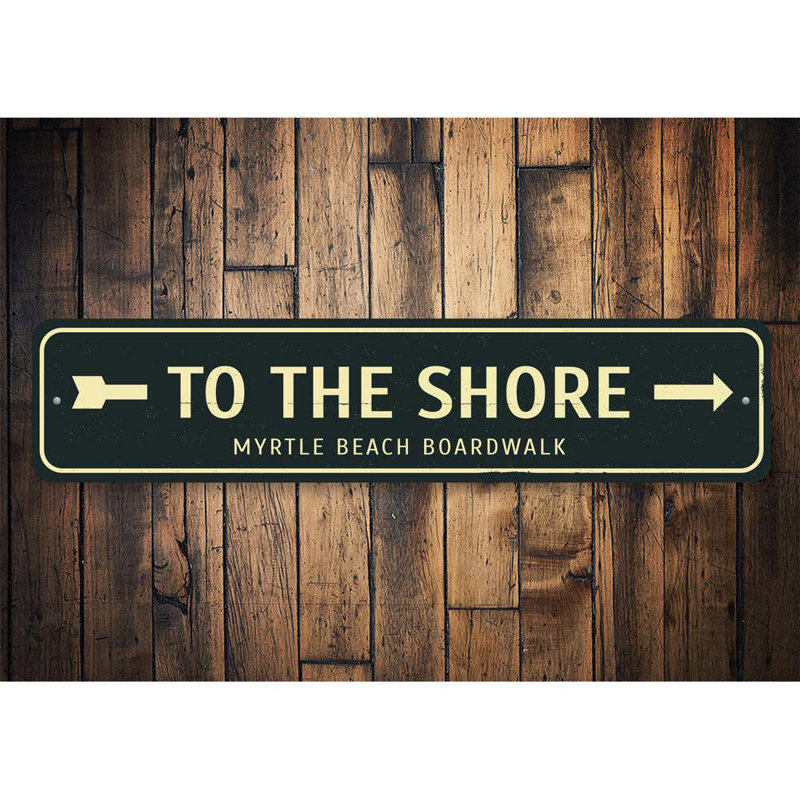 Panneau en aluminium personnalisé To The Shore Arrow, H 4 po x l 18 po x P 0,04 po