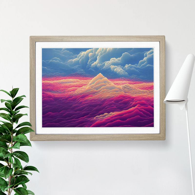 Lush Mountain - Single Picture Frame Print, 46cm H x 64cm W x 2cm D, Oak
