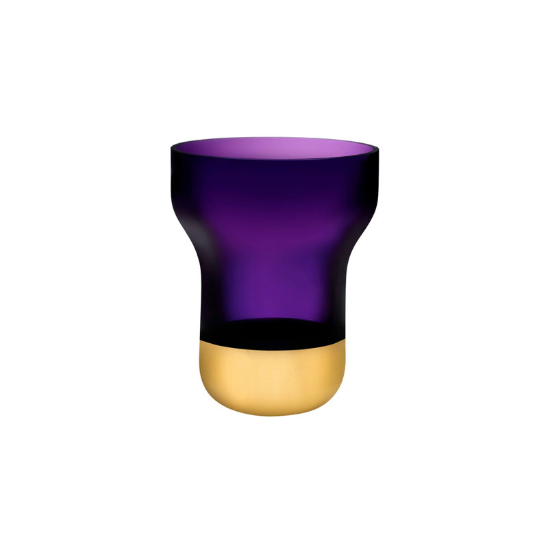 Vase de table en cristal sans plomb contour, Mauve / doré, H 9,84 po x l 7,87 po x P 7,87 po