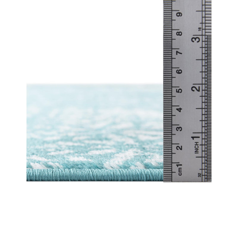 Tapis floral Brandt, Blue, Tapis de couloir 2 pi x 13 pi 1 po