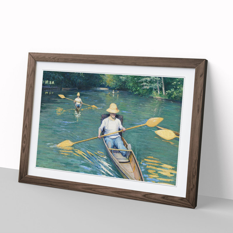 Skiffs on the Yerres by Gustave Caillebotte - Picture Frame Painting, 48cm H x 65cm W x 2cm D, Walnut Framed