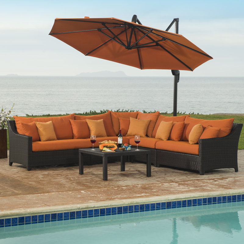 Deco 6 Piece Deep Seating Group with Cushions, Spectrum Cayenne Sunbrella® Plainweave