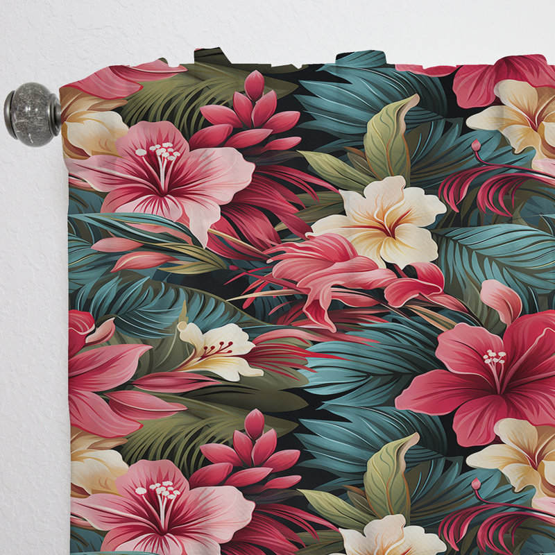 Motif tropical Mirage - Rideau floral - Rideau floral obscurcissant - 1 panneau, L 52 po x L 108 po