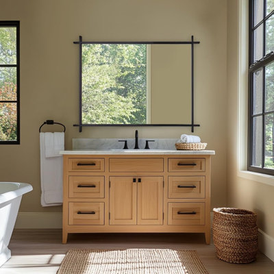 Vintage Cross Corner Rectangle Bathroom Vanity Mirror | Stainless Steel Frame